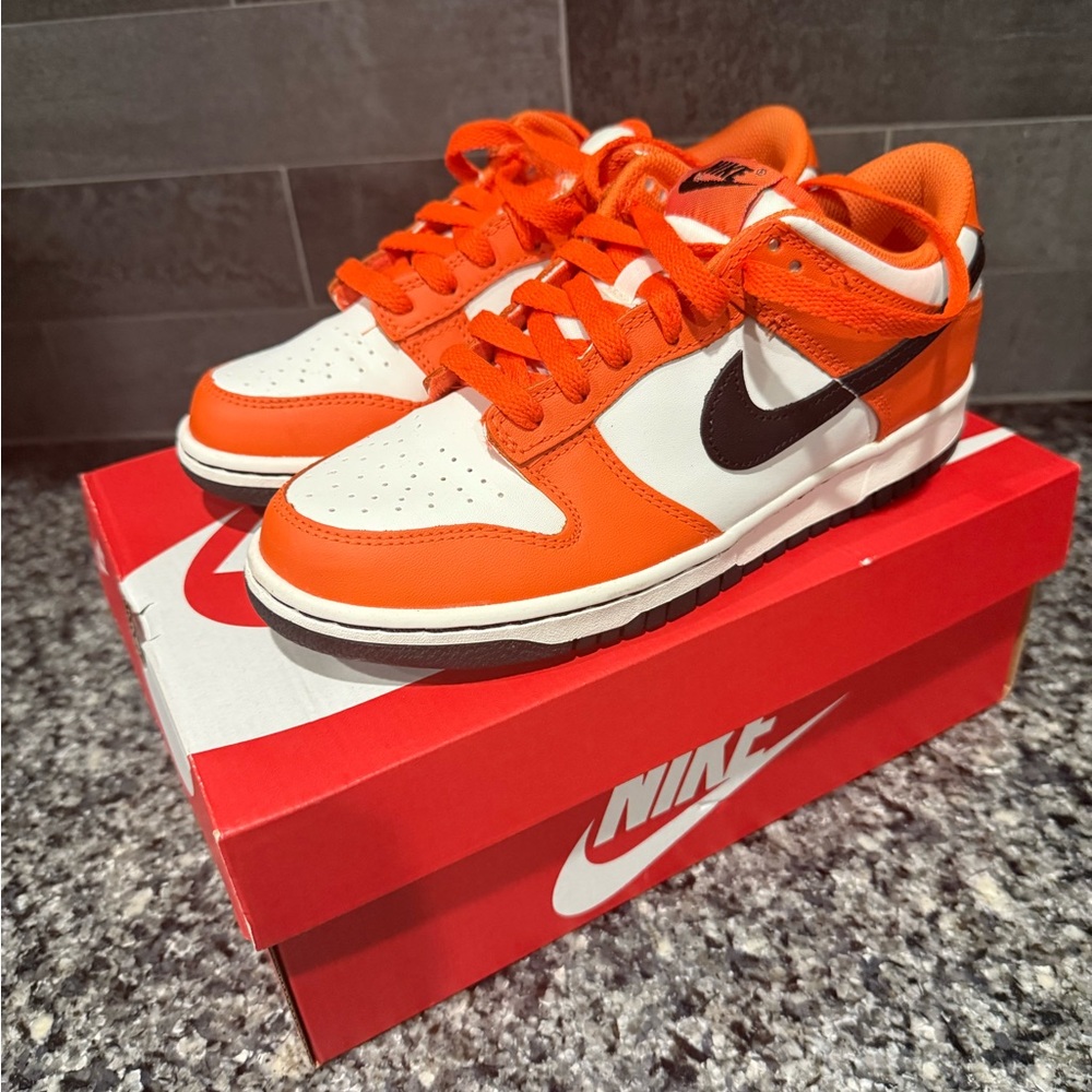 Nike Kids Orange White Black Low Top Sneakers